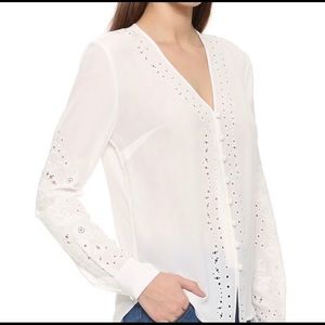 NWOT Veronica Beard Barth embroidered 100% silk top size 0.